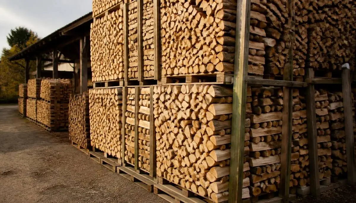Bois de chauffage en bûches proposé par un vendeur local