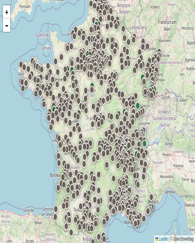 Carte de France des revendeurs de bois de chauffage