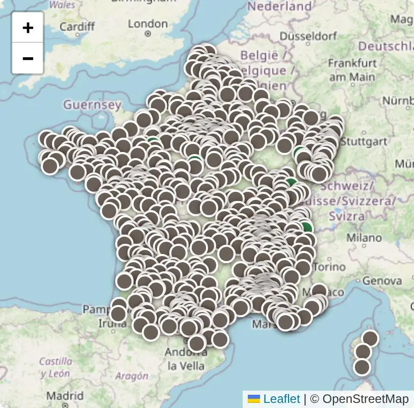 Carte de France des revendeurs de bois de chauffage