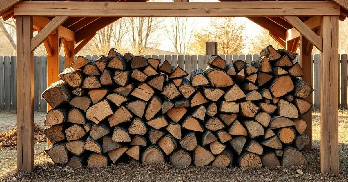Stockage de bois de chauffage sec sous un abri extérieur ventilé